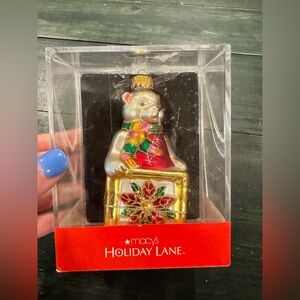 Macy's Holiday Lane 2007 glass Christmas bear ornament